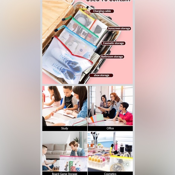 Multi-Color Mesh Zipper Pouch Set - Picture 6 of 6